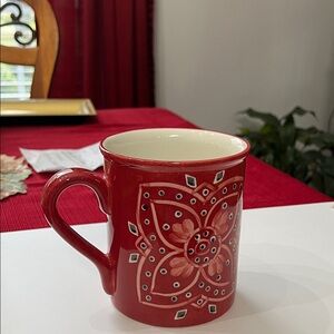 Cost Plus World Market Red and Black Patterned Mug